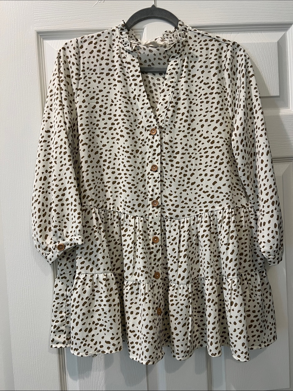 entro Cream Dress with Brown Spot Print